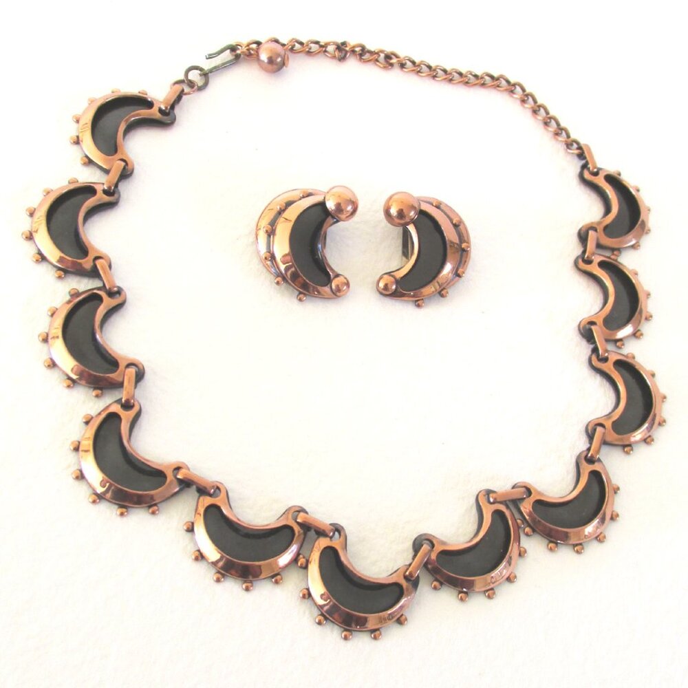 Vintage copper necklace and earrings set